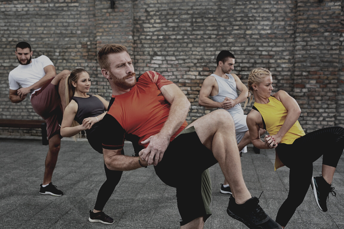 Body training concept based on combining fitness and martial arts, street combat